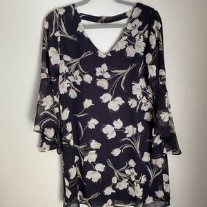 Floral Flowy Dress Navy Blue